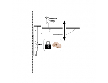 Dimensions - Elévateur de lavabo PMR Basicline 406-10: réglage par vérin à gaz