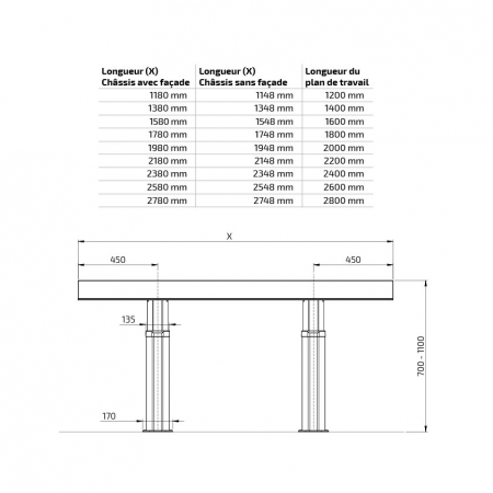 Dimensions - CENTERLIFT 960HF - Avec façade, Largeur 118.0 cm