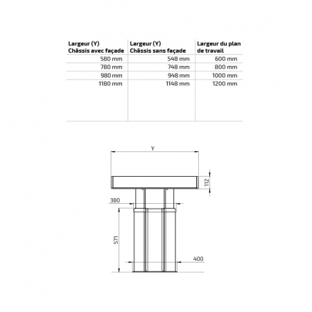 Dimensions - CENTERLIFT 960HF - Avec façade, Largeur 118.0 cm
